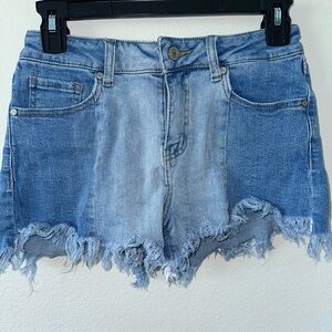 Altar'd State Blue Jean Shorts Frayed Hem Distressed